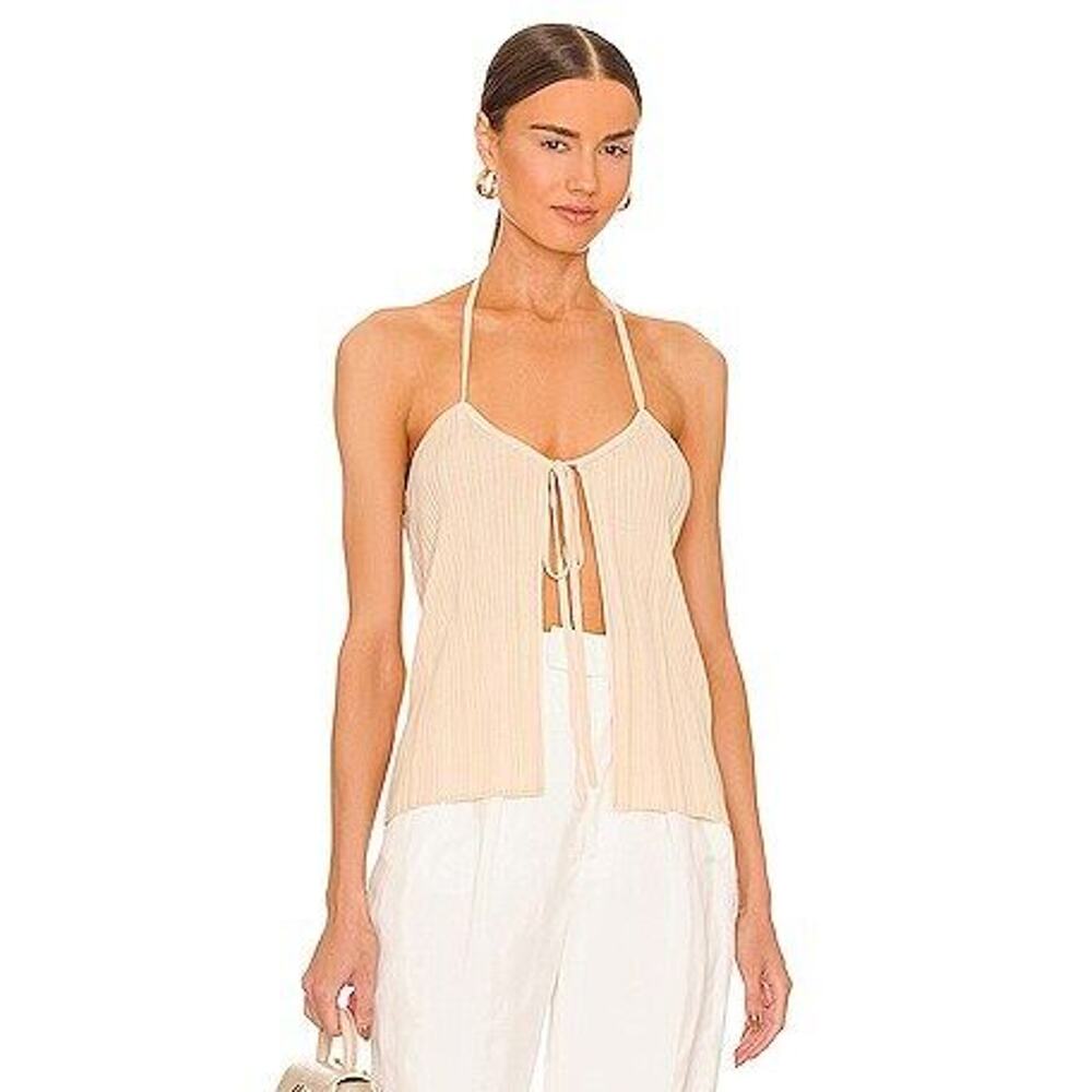 Weekend Stories Layah Ruched Tie Top - S - Ivory